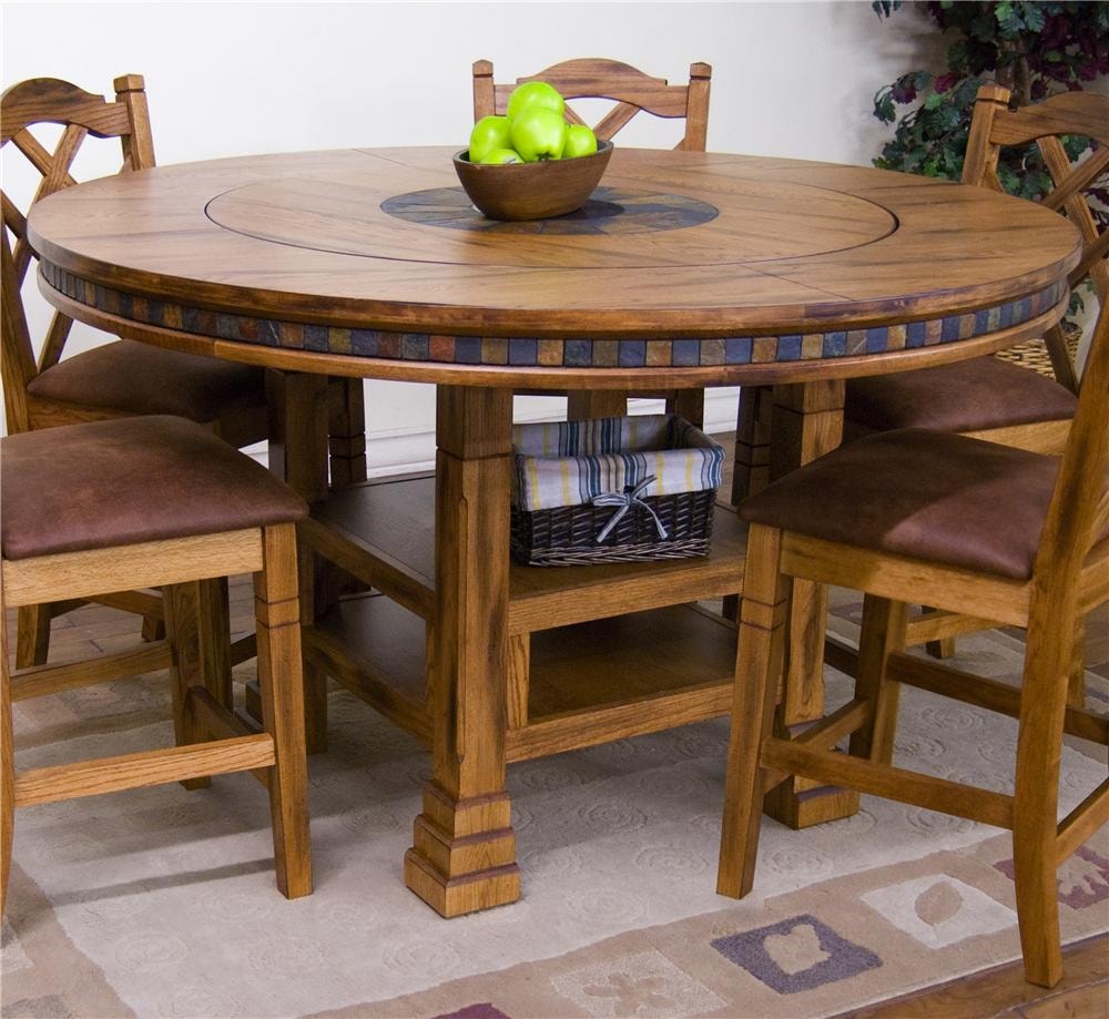 Sunny Designs Sedona Adjustable Height Round Table w\/ Lazy Susan Conlin\u002639;s Furniture Pub Tables Sunny Designs Sedona Adjustable Height Round Table w\/ Lazy Susan Conlin\u002639;s Furniture Pub Tables